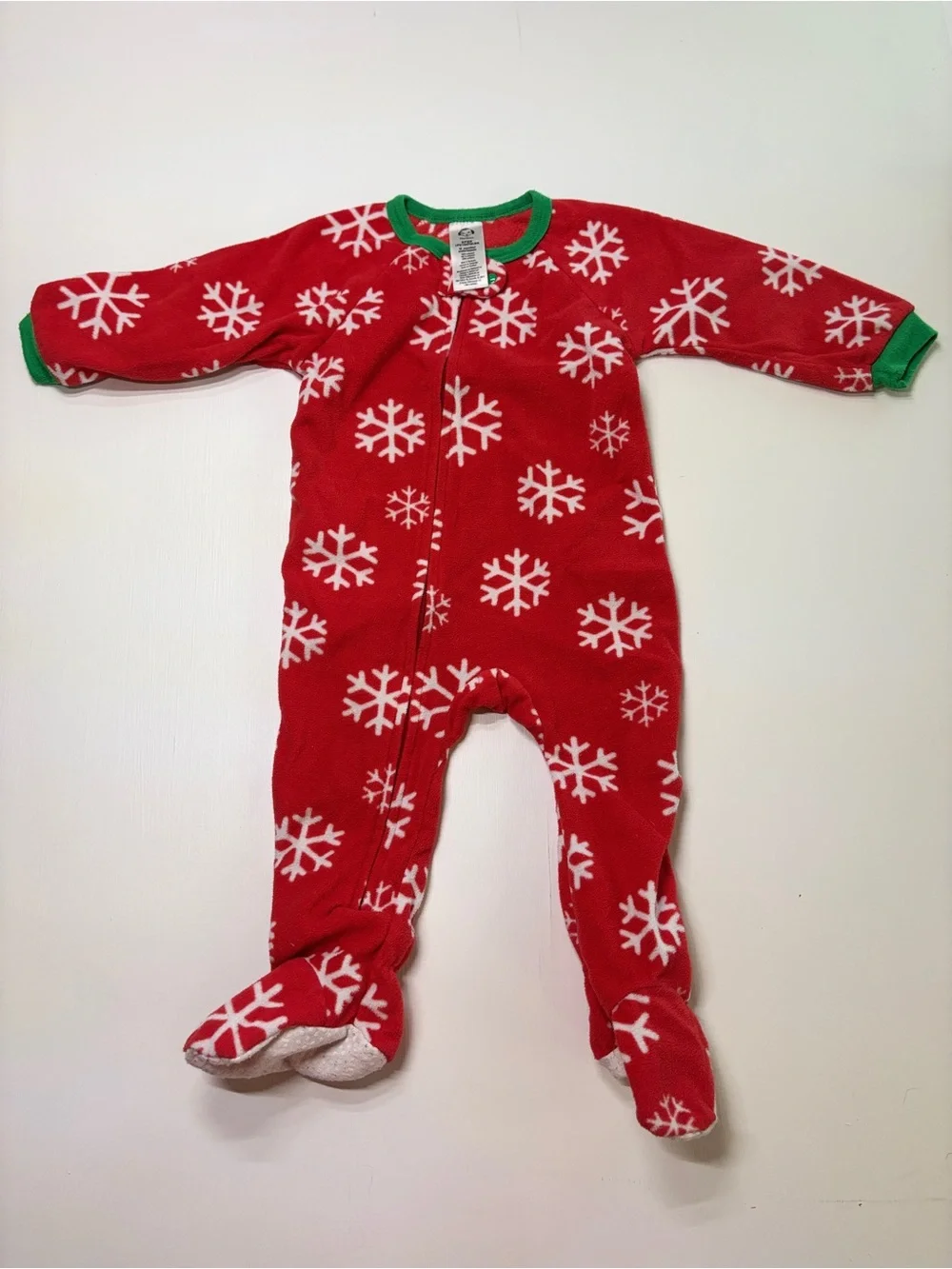 Gerber Baby Red Christmas Snowflake Footed Pajamas 12M